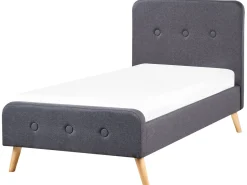Discount Beliani Letto Tessuto RENNES 90 x 200 cm Grigio scuro Marrone Grigio