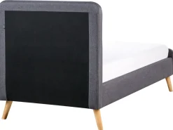 Discount Beliani Letto Tessuto RENNES 90 x 200 cm Grigio scuro Marrone Grigio