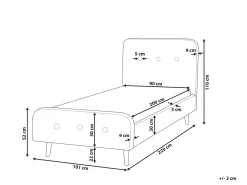 Discount Beliani Letto Tessuto RENNES 90 x 200 cm Grigio scuro Marrone Grigio