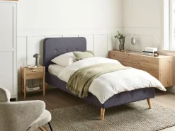Discount Beliani Letto Tessuto RENNES 90 x 200 cm Grigio scuro Marrone Grigio