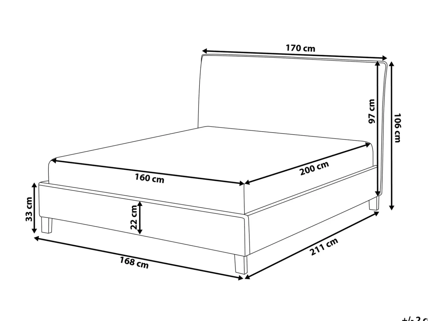 Letto Tessuto SENNEZ 160 x 200 cm Beige