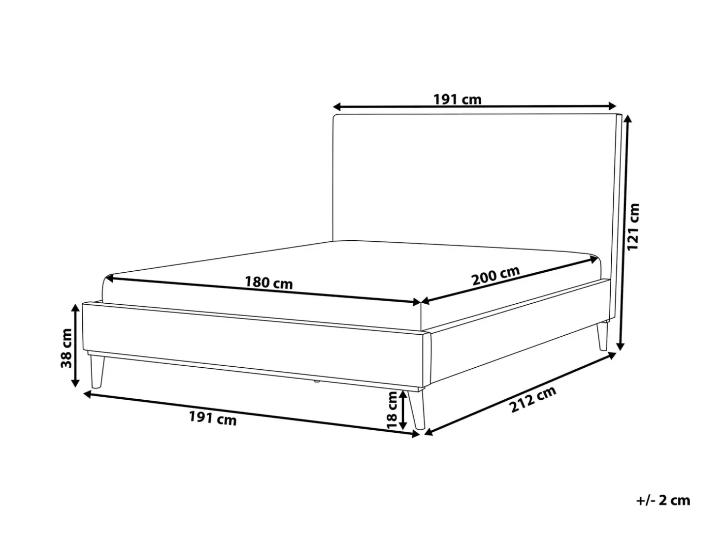 Letto Velluto BAYONNE 180 x 200 cm Bianco sporco