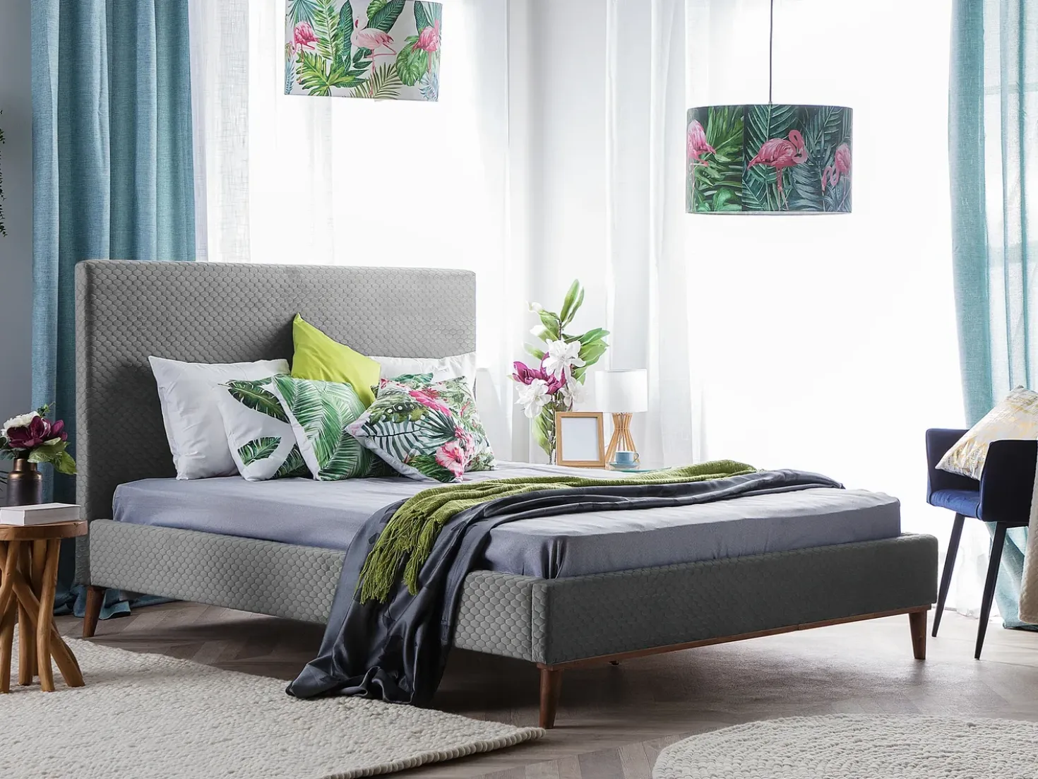 Letto Velluto BAYONNE 140 x 200 cm Grigio chiaro