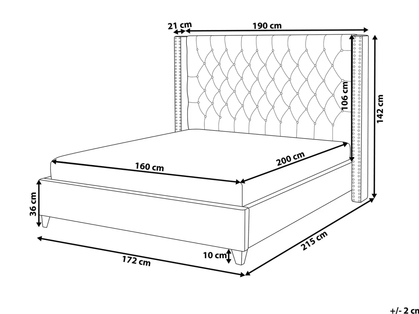Letto Velluto LUBBON 160 x 200 cm Nero