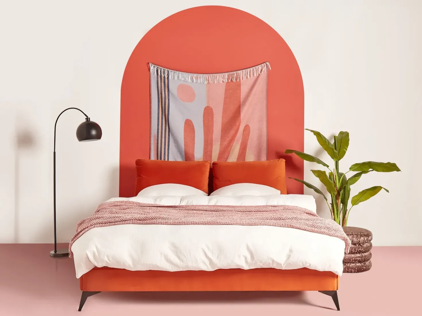 Letto Velluto MELLE 160 x 200 cm Arancione