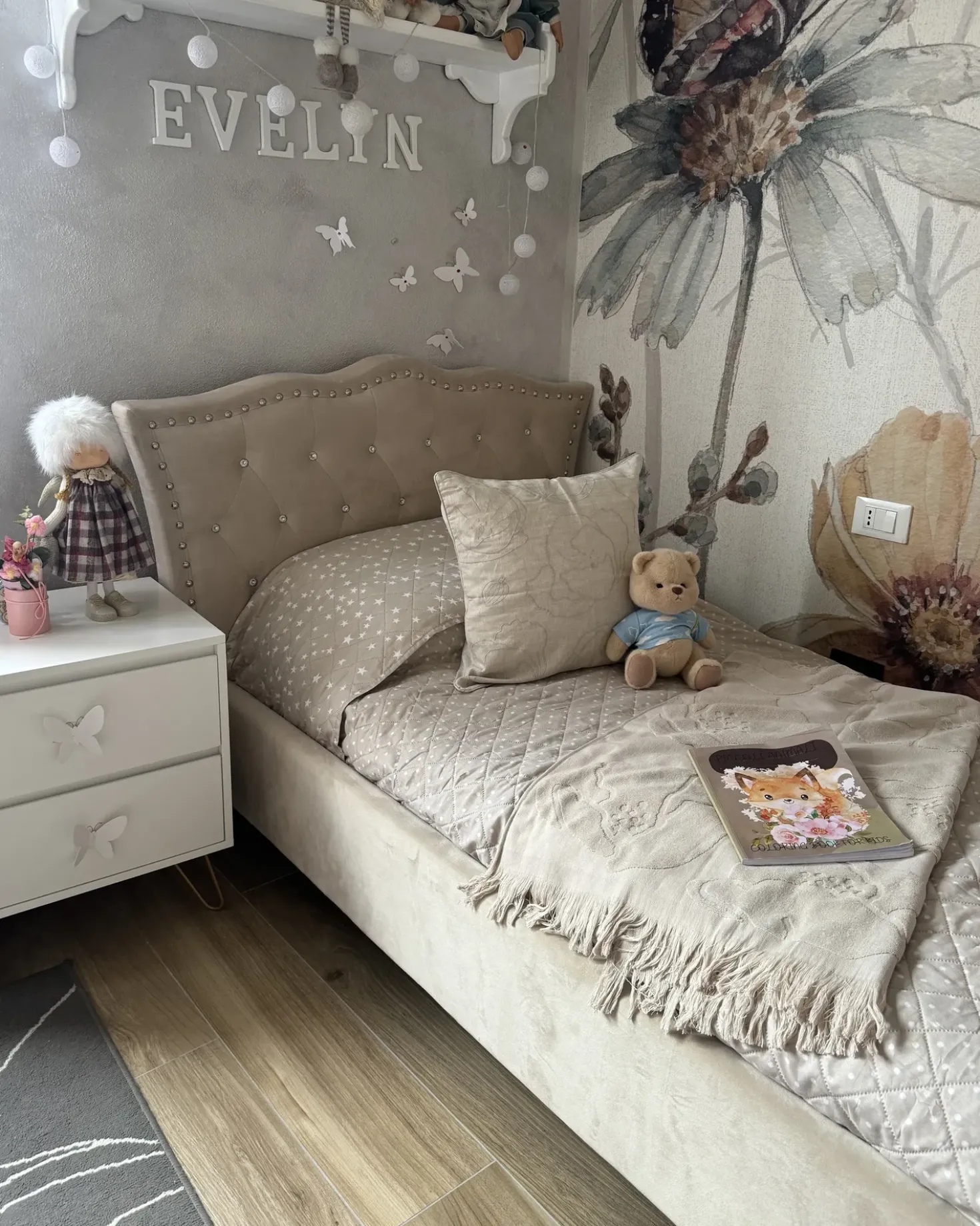 Letto Velluto METZ 90 x 200 cm Beige