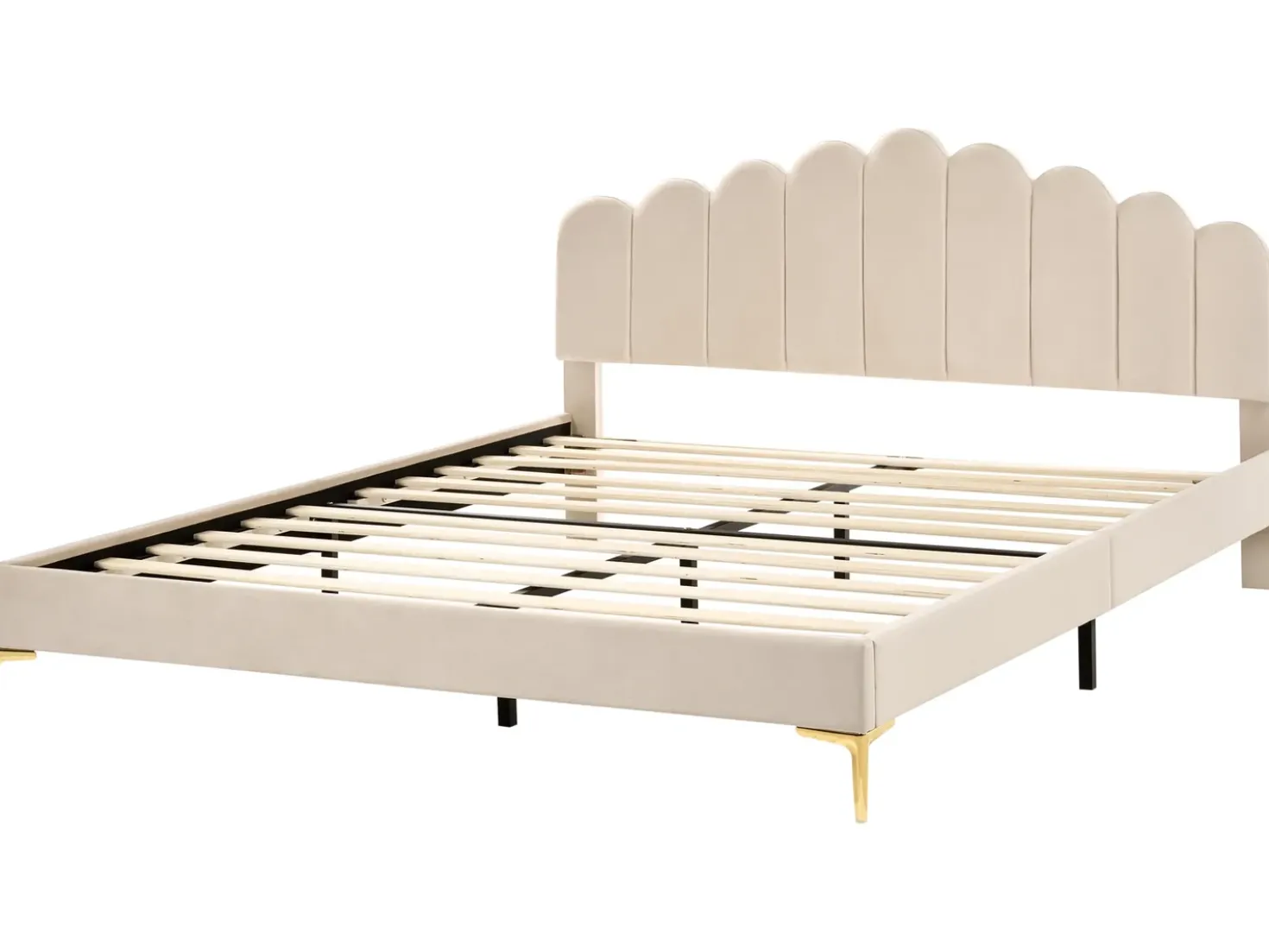 Letto Velluto SAUVIAN 180 x 200 cm Beige