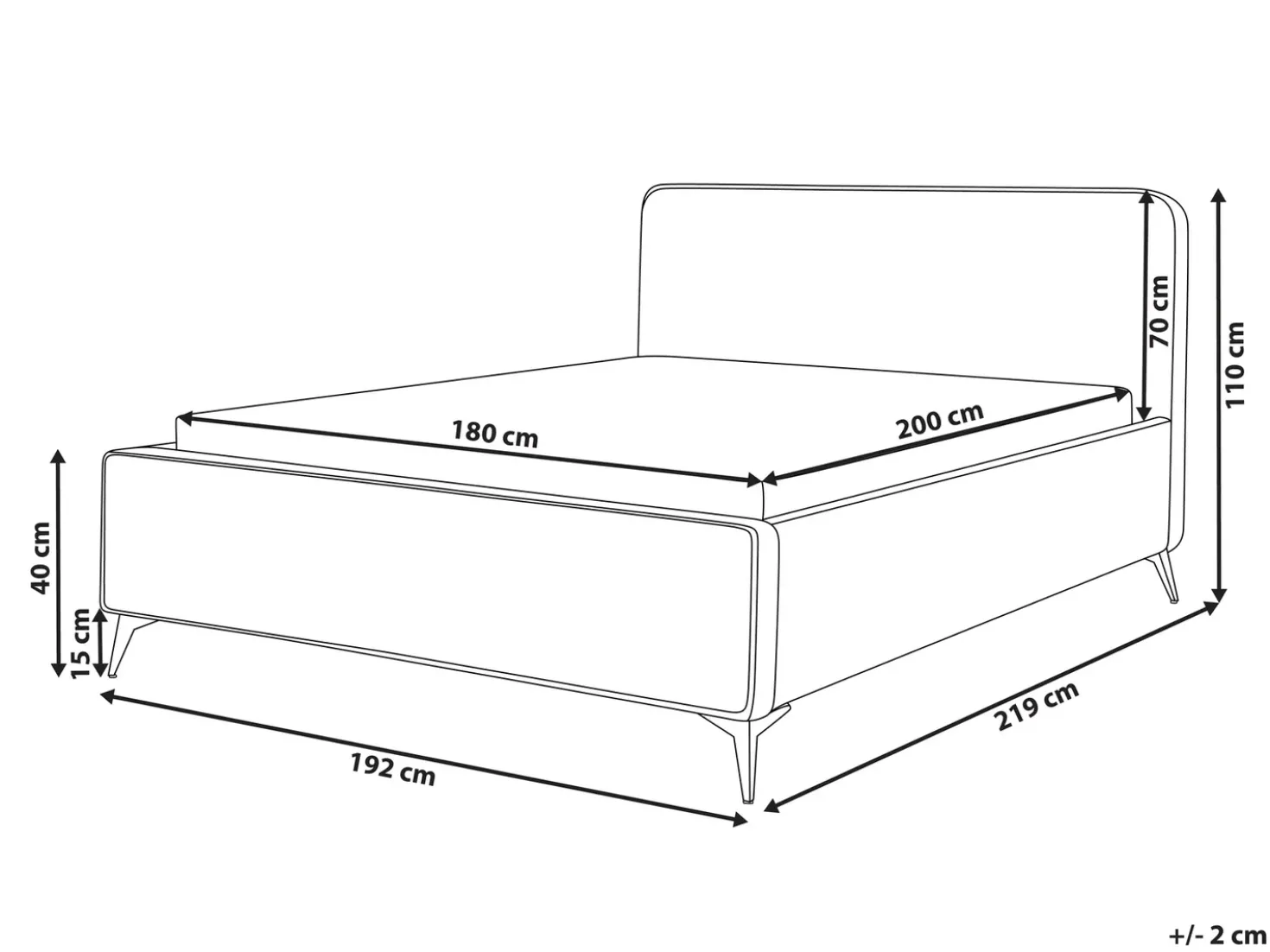 Letto Velluto VALOGNES 180 x 200 cm Tortora
