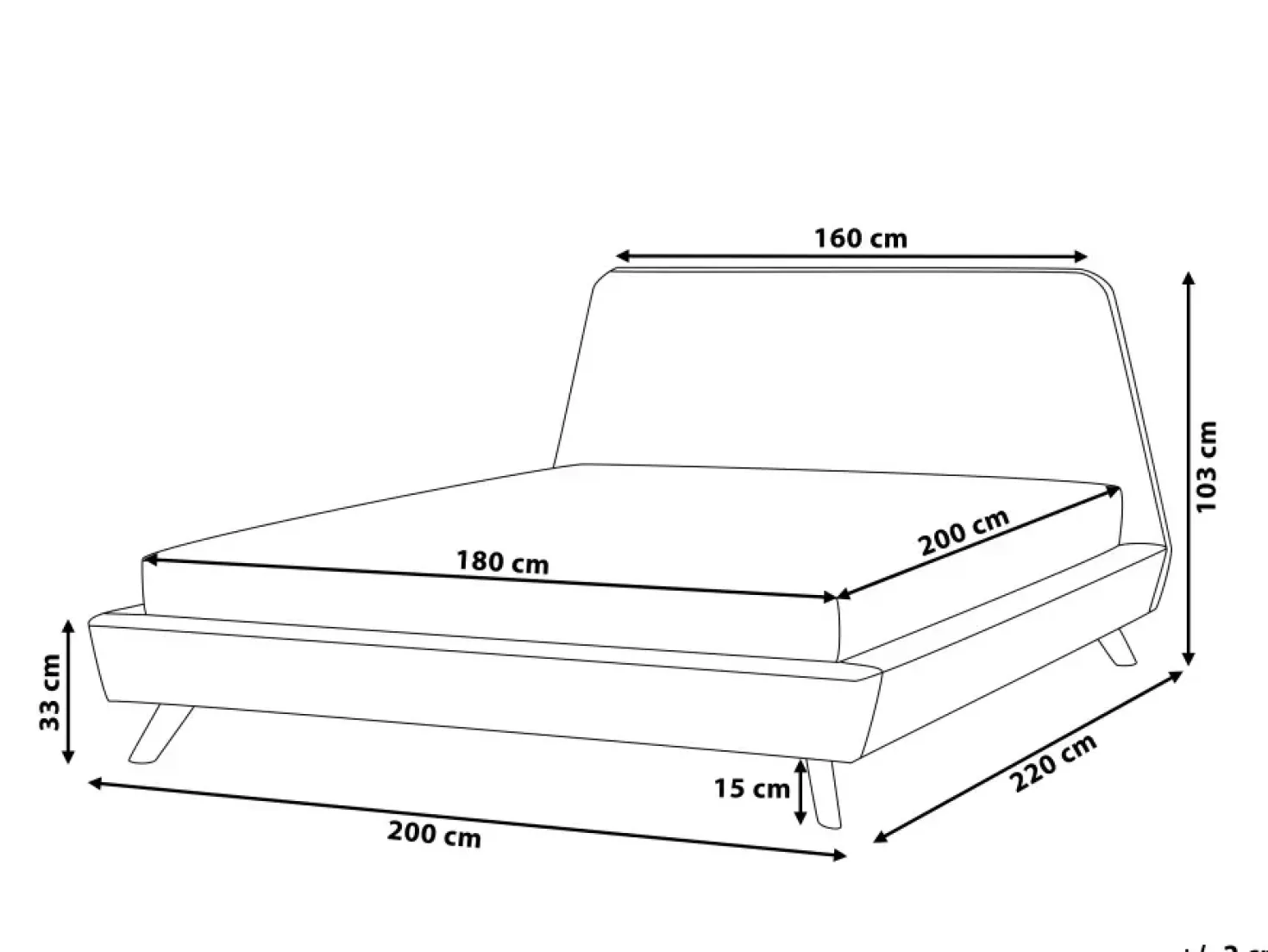 Letto Velluto VIENNE 180 x 200 cm Nero
