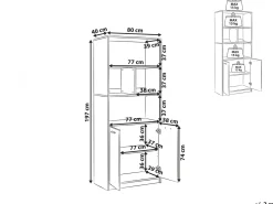 Libreria a 2 ante ZEHNA Grigio/Bianco