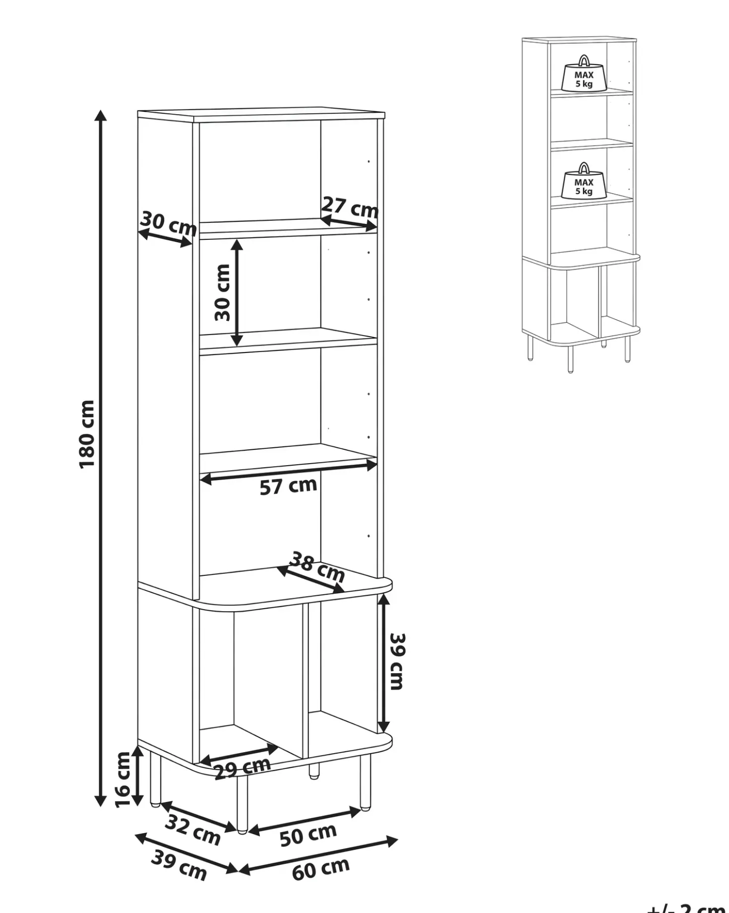 Libreria a 5 ripiani BRADLEY 180 cm Marrone scuro