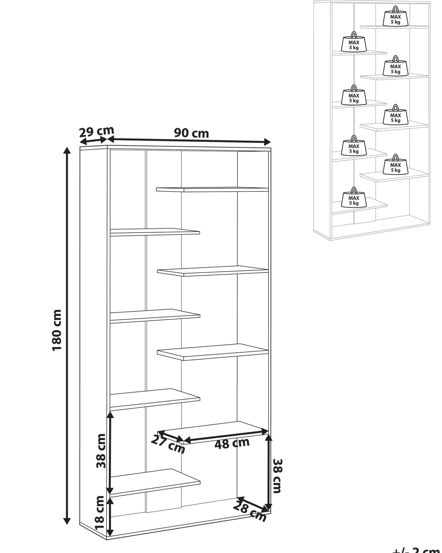 Libreria a 8 ripiani FONTAS 180 cm Bianco
