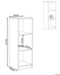 Libreria a 3 ripiani ZEHNA 117 cm Bianco