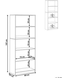 Libreria a 5 ripiani ZEHNA 197 cm Nero