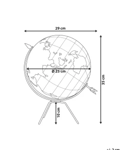 Clearance Beliani Mappamondo BATTUTA Marrone 35 cm Marrone Nero
