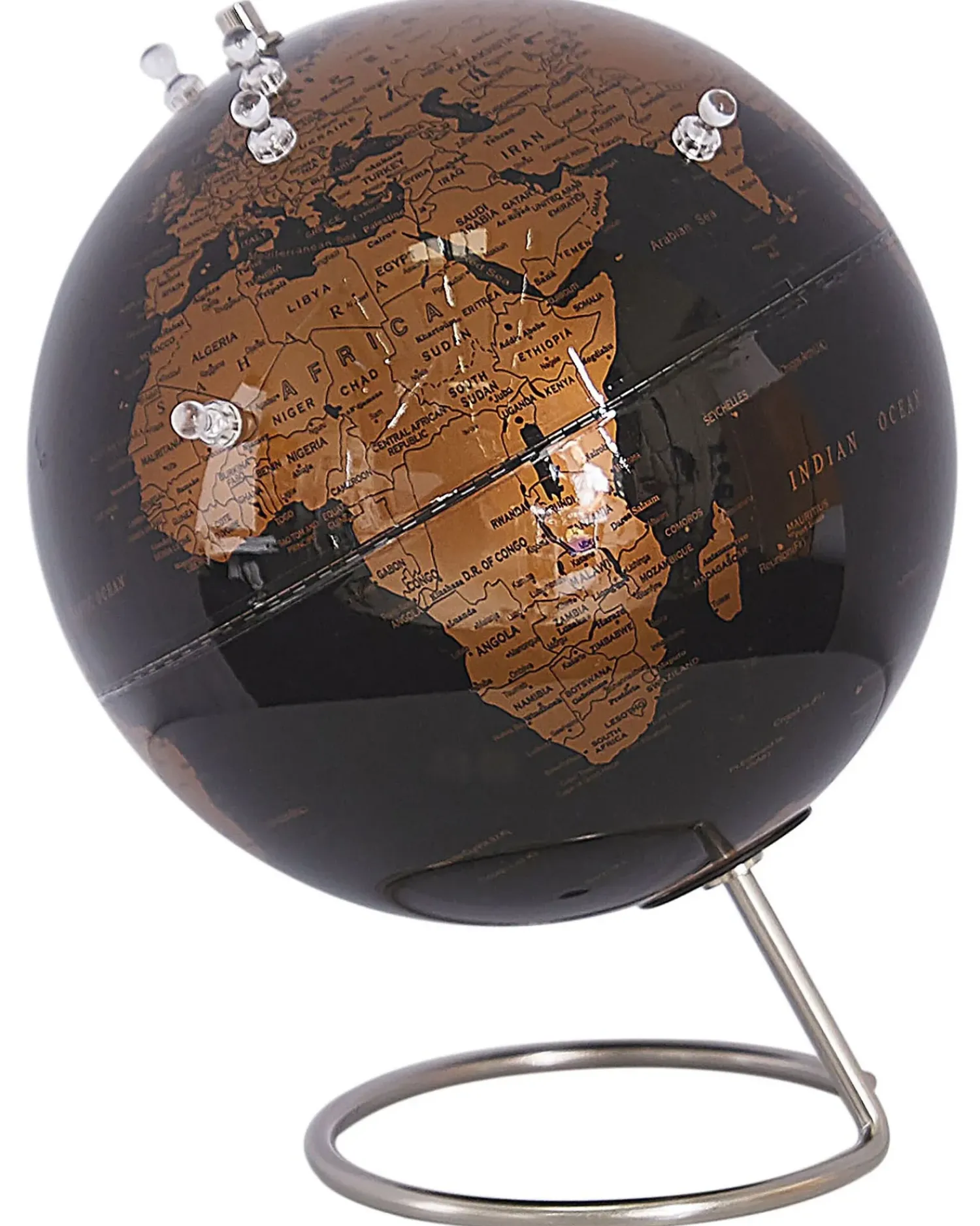Clearance Beliani Mappamondo CARTIER Nero 29 cm Argento Nero Rame