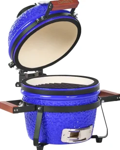 Clearance Beliani Mini barbecue a carbonella KAMADO Ceramica Blu