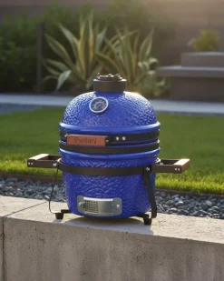 Clearance Beliani Mini barbecue a carbonella KAMADO Ceramica Blu