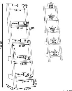 Beliani Mobile con 5 ripiani MOBILE DUO 169 cm scuro Marrone