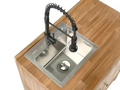 New Beliani VENOSA Legno d'acacia Marrone/Nero Marrone Argento Nero
