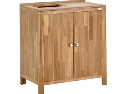 Hot Beliani Mobile da cucina per esterni con lavello VENOSA Legno d'acacia Marrone/Argento Marrone Argento