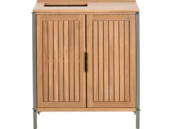 Best Beliani Mobile da cucina per esterni con lavello IVREA Legno di acacia certificato Marrone/Argento Marrone Argento Grigio