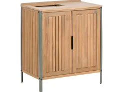 Best Beliani Mobile da cucina per esterni con lavello IVREA Legno di acacia certificato Marrone/Argento Marrone Argento Grigio