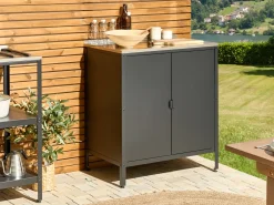 Discount Beliani Mobile da cucina per esterni VILAMA Metallo Nero Argento Nero