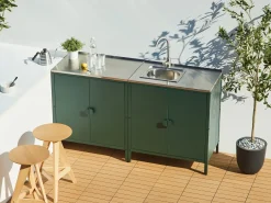 Beliani Mobile da cucina per esterni VILAMA Verde Verde Argento
