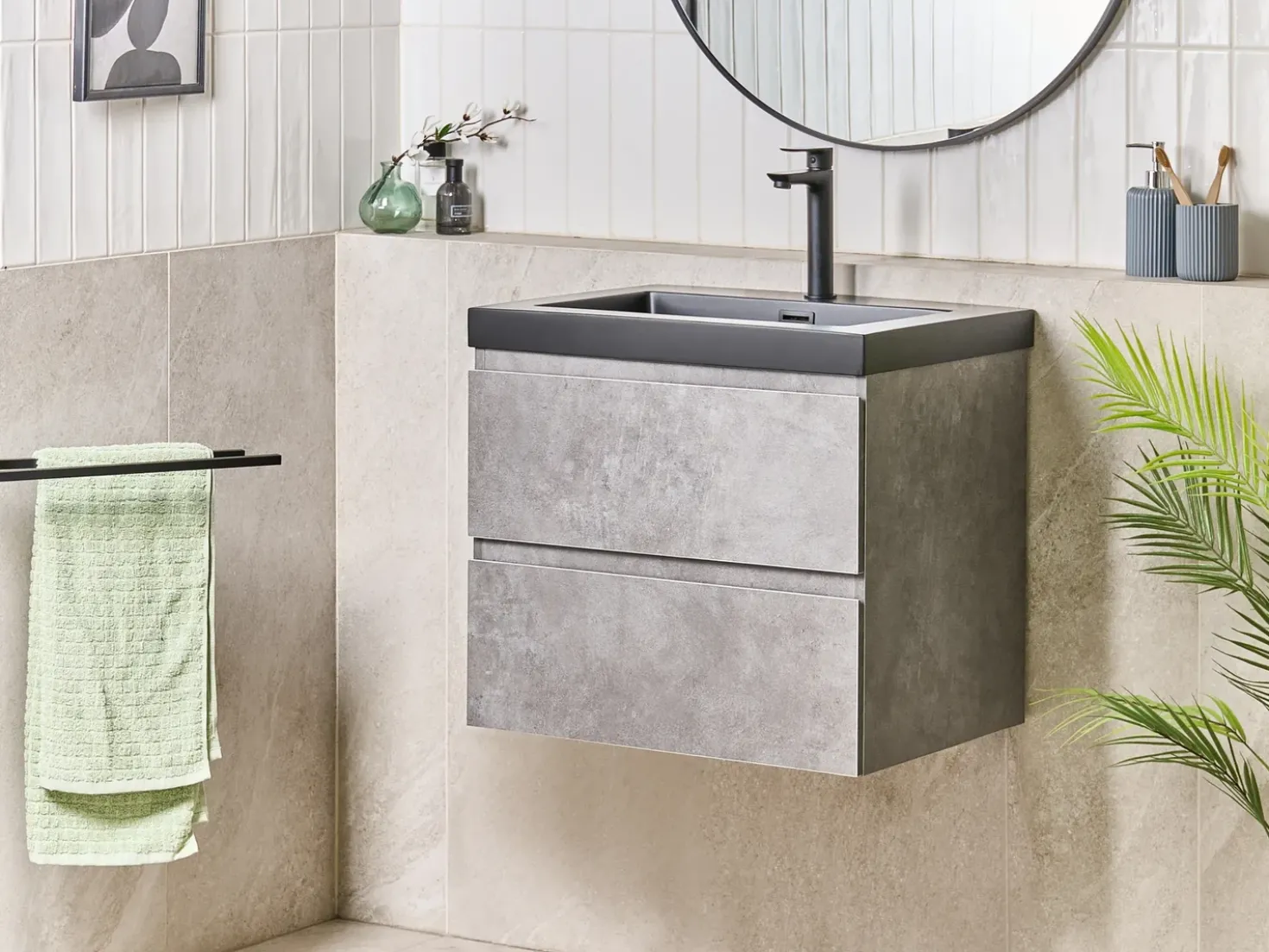 Mobile lavabo a parete con lavabo CARDIEL Grigio
