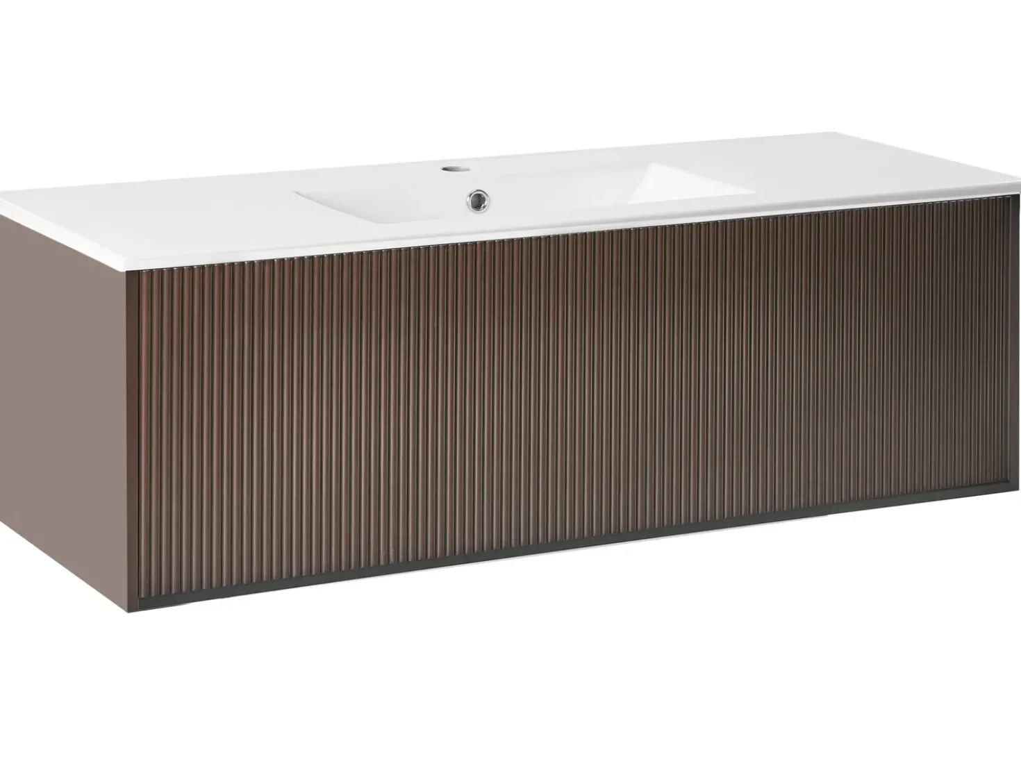 Mobile lavabo a parete con lavabo MADIDI Marrone