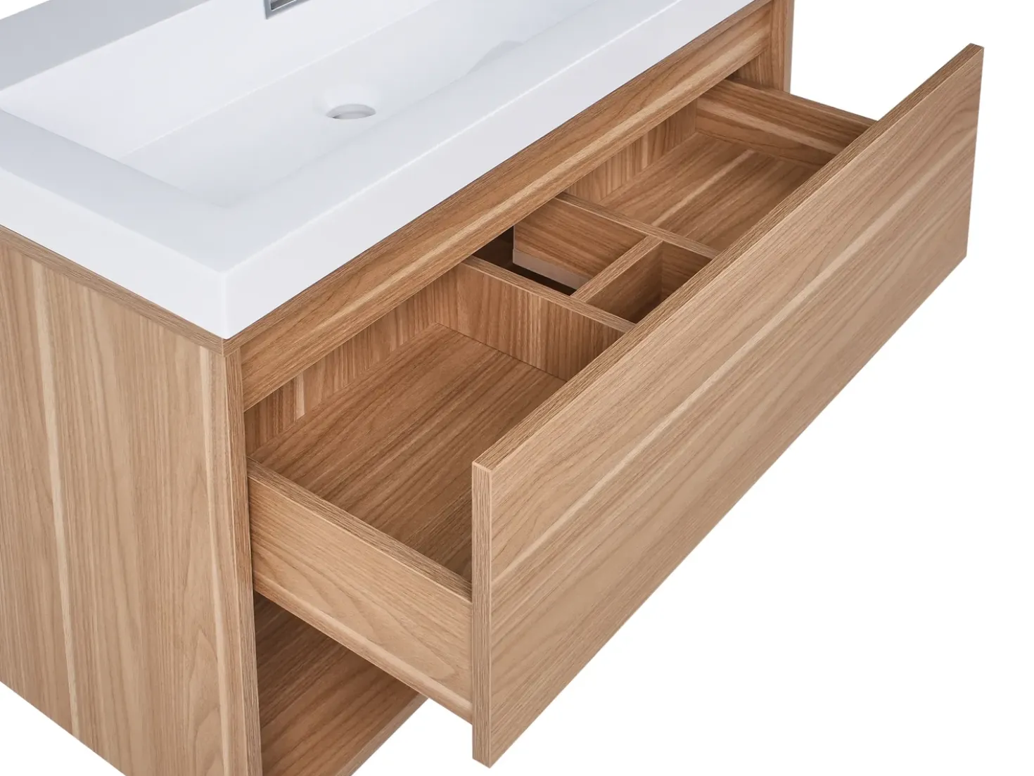 Mobile lavabo a parete con lavabo BERBICE Marrone chiaro