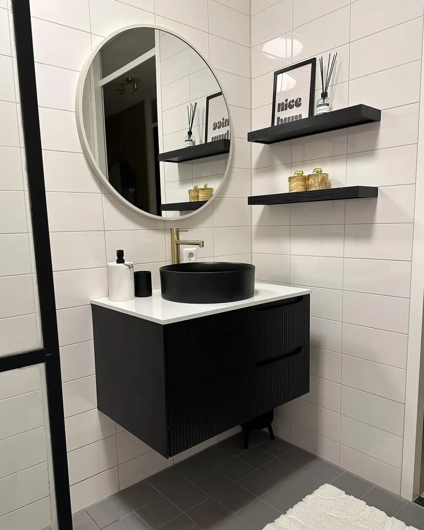Mobile lavabo a parete QUINTELA 80 cm Nero
