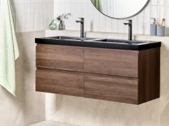 Mobile lavabo doppio a parete CARDIEL Marrone scuro