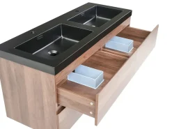 Mobile lavabo doppio a parete CARDIEL Marrone scuro
