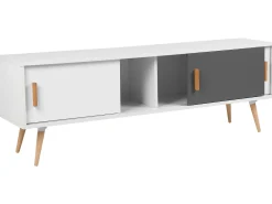 Clearance Beliani Mobile TV INDIANA Bianco Bianco Grigio Marrone