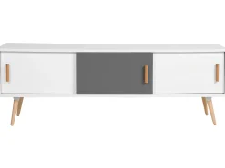 Clearance Beliani Mobile TV INDIANA Bianco Bianco Grigio Marrone