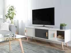 Clearance Beliani Mobile TV INDIANA Bianco Bianco Grigio Marrone