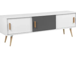 Clearance Beliani Mobile TV INDIANA Bianco Bianco Grigio Marrone