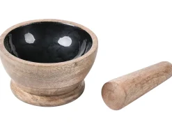 Online Beliani Mortaio e pestello QENA Legno di mango Marrone/Nero Marrone Nero
