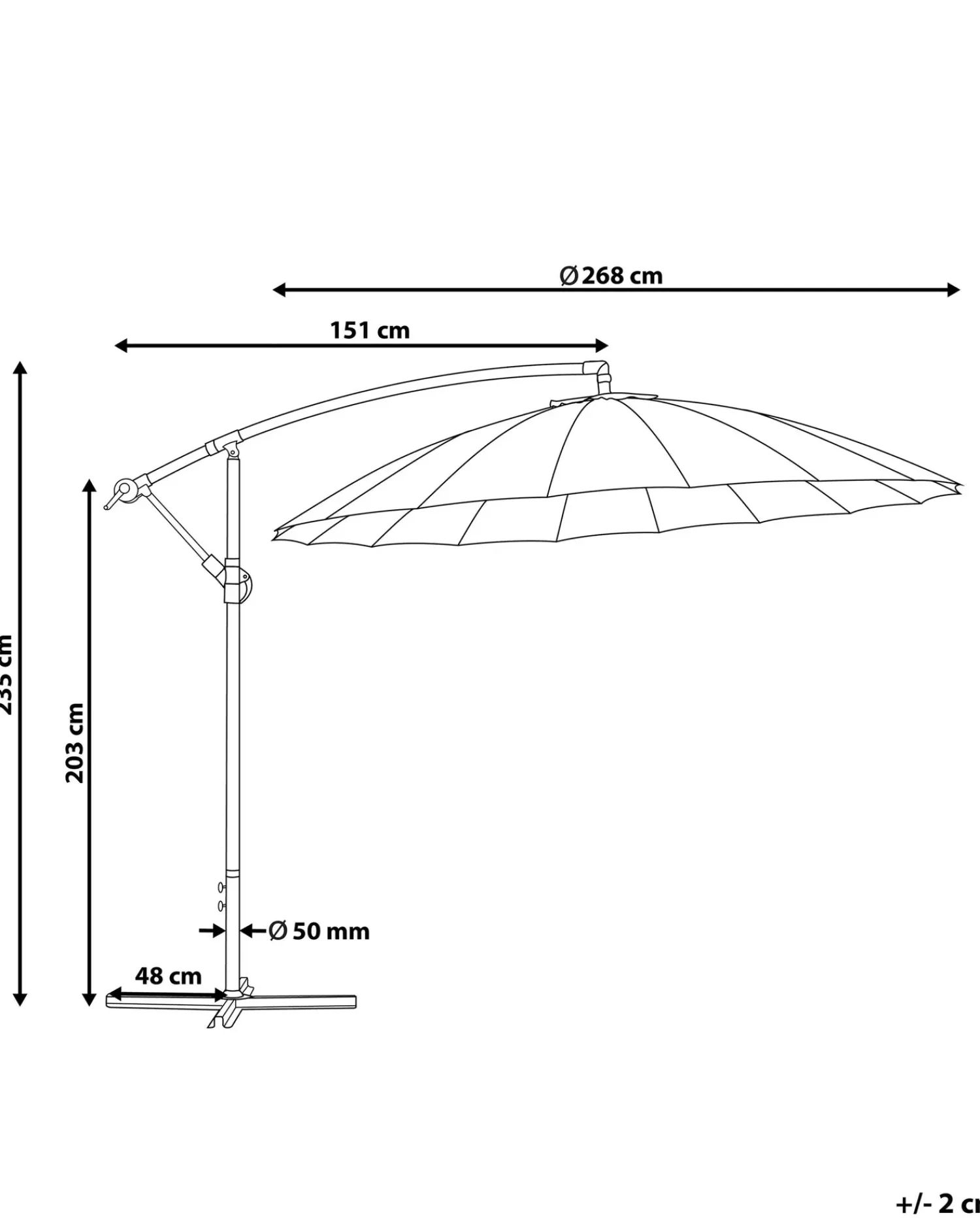 Beliani Ombrellone a sbalzo 268 cm CALABRIA II scuro Grigio