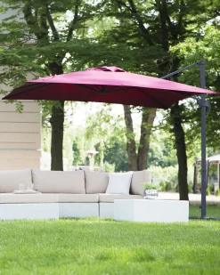 New Beliani Ombrellone a sbalzo 250 cm MONZA Bordeaux Rosso