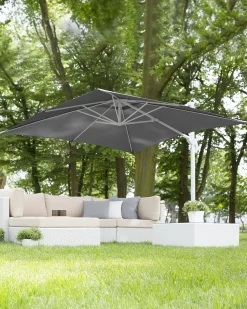 Outlet Beliani Ombrellone a sbalzo 250 cm MONZA Grigio scuro Bianco Grigio