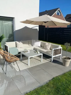 Discount Beliani Ombrellone a sbalzo 300 cm RAVENNA Beige sabbia Beige Nero