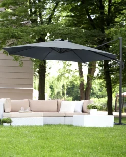 Hot Beliani Ombrellone a sbalzo 300 cm SAVONA Grigio scuro Grigio Grigio Nero