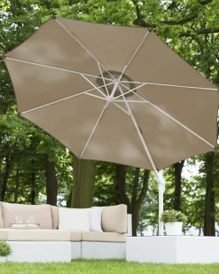 Online Beliani Ombrellone a sbalzo 300 cm SAVONA Beige sabbia Beige Bianco Beige
