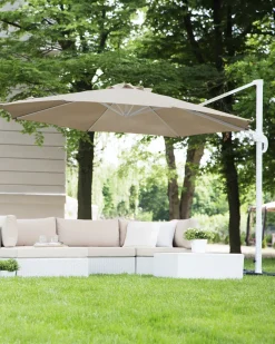 Online Beliani Ombrellone a sbalzo 300 cm SAVONA Beige sabbia Beige Bianco Beige