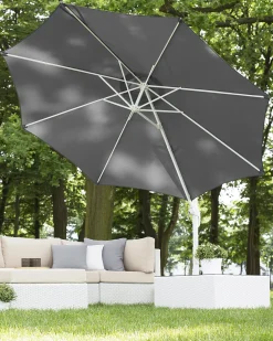 Best Beliani Ombrellone a sbalzo 300 cm SAVONA Grigio scuro Grigio Bianco Grigio