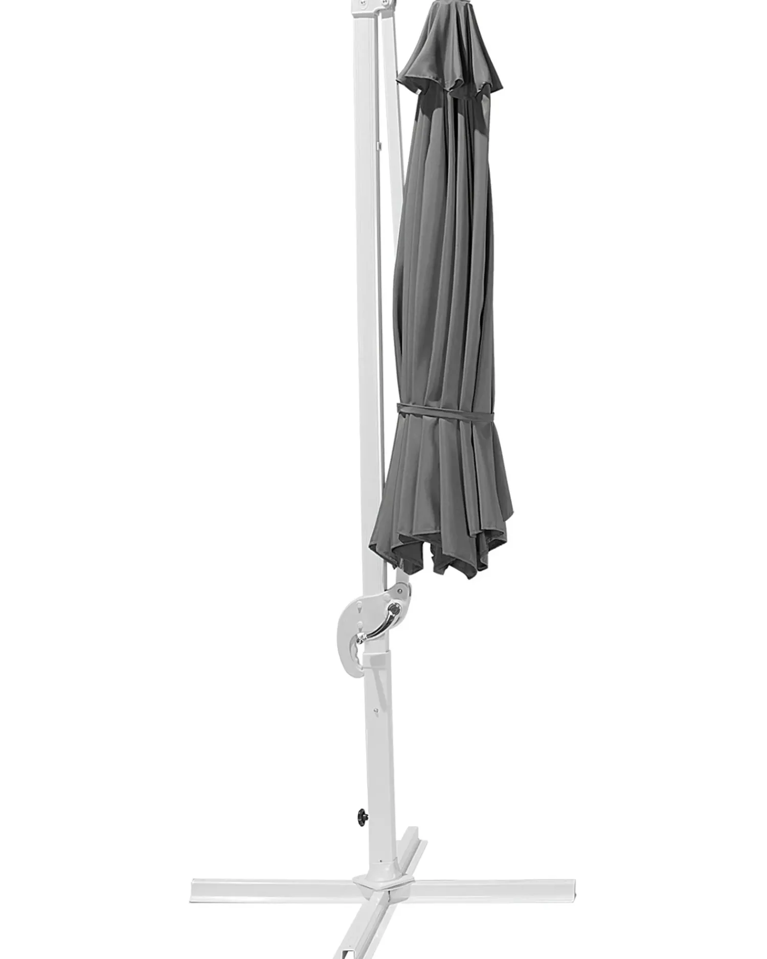 Best Beliani Ombrellone a sbalzo 300 cm SAVONA Grigio scuro Grigio Bianco Grigio