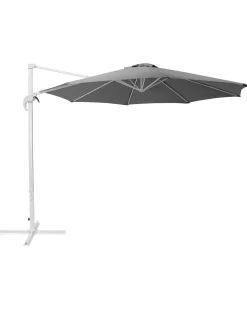 Best Beliani Ombrellone a sbalzo 300 cm SAVONA Grigio scuro Grigio Bianco Grigio